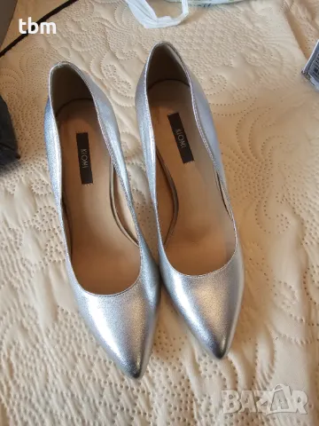 Сребристи обувки, естествена кожа, Kiomi, снимка 4 - Дамски обувки на ток - 48432840