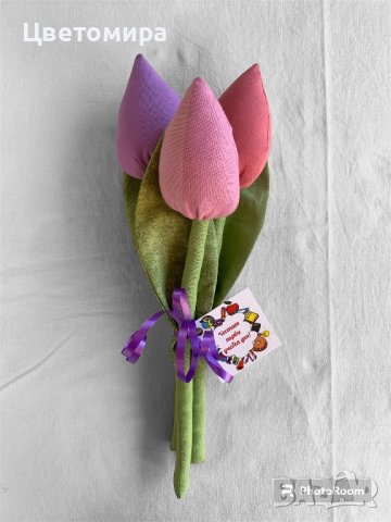 Лалета от плат / Текстилни цветя, снимка 5 - Декорация за дома - 41228247