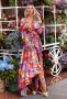 Елегантна дълга рокля на цветя, цвят лилав , снимка 1 - Рокли - 41398348