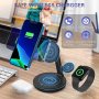 Нова 3 в 1 Нова стойка зарядно за телефон слушалки часовник Магнитна станция iPhone iWatch, снимка 3