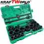 Камионджийско гедоре 26 части KraftWorld – 3/4″ & 1″, ударни вложки 21–65 мм, снимка 3