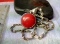 МАРКОВО СРЕБЪРНО КОЛИЕ с СРЕБЪРЕН МЕДАЛЬОН СРЕБРО 925 ITALY с ЮВЕЛИРНО ШЛИФОВАН ЧЕРВЕН КОРАЛ 34928, снимка 8
