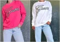 Дамска памучна блуза с дълъг ръкав с лого с камъни Guess - 2 налични цвята, снимка 1