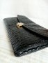 Черна лачена чанта +колан имитация на змийска кожа , снимка 2