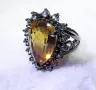 925 сребърен пръстен с натурален цитрин 18 карата, подходящ за подарък, снимка 3