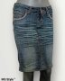 Дамска дънкова пола с цепка " Ръчна изработка , снимка 1 - Поли - 41504362