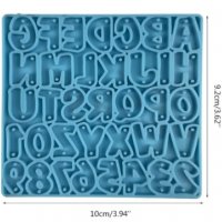Букви азбука латиница числа цифри дупки висулки обеци колие бижу силиконов молд форма фондан смола, снимка 2 - Форми - 35975372