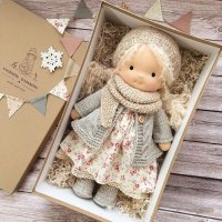 Waldorf Doll Ръчно изработена плюшена кукла, пълнена плюшена щастлива кукла изненада подарък парца, снимка 2 - Плюшени играчки - 40448352