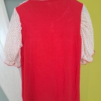 Дамска блуза червена с къдрички на точки Viola, снимка 4 - Блузи с дълъг ръкав и пуловери - 41896485