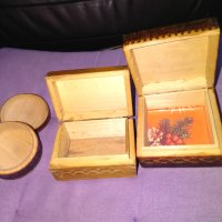 Малки дървени кутии от соца 3 броя за бижута и други, снимка 6 - Декорация за дома - 41781907