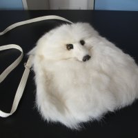 Нова луксозна кожена дамска чанта / раница, естествена кожа с косъм от бяла / полярна лисица, пух, снимка 4 - Чанти - 38707008