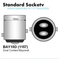 Комплект диодни крушки две светлини 66 LED BAY15D P21/5W, 12V, #1000051773, снимка 6 - Аксесоари и консумативи - 34768204