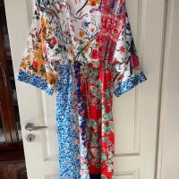 Дълга нова памук памучна елегантна ежедневна рокля тип кимоно широк ръкав флорален принт цветя , снимка 6 - Рокли - 41659723