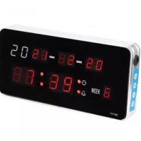Дигитален LED часовник с аларма, календар, настолен и за стена, 1019А, снимка 1 - Други стоки за дома - 41191099