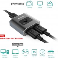 Techole 4K HDMI сплитер-алуминиев двупосочен, 2 x 1/1 x 2, 4K 3D 1080P за Xbox PS, РС,​ HDTV, снимка 3 - Части и Платки - 35982916