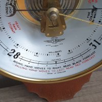 Стар голям ангийски барометър и термометър, снимка 5 - Антикварни и старинни предмети - 40795100