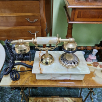 Уникален  рядък  антикварен колекционерски холандски телефон оникс позлатен бронз , снимка 4 - Антикварни и старинни предмети - 44550173