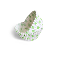 4588 Бели хартиени форми за мъфини на зелени точки, снимка 2 - Форми - 44740609