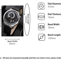  SHAARMS HQ8073 Луксозен мъжки кварцов часовник с кожена каишка и гривна, снимка 3 - Мъжки - 41656342