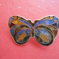 Уникална позлатена брошка с емайл Пеперуда, снимка 5 - Други - 40083719