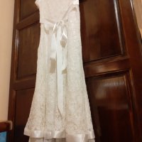 Нежна бяла дантелена рокля с презрамки, снимка 4 - Рокли - 41410637