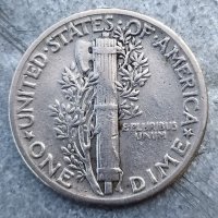 Сребърна монета 1 Дайм 1945 г. САЩ, снимка 1 - Нумизматика и бонистика - 35914978