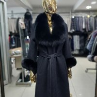 Дамско луксозно палто кашмир вълна и лисица код 345, снимка 1 - Палта, манта - 39712790