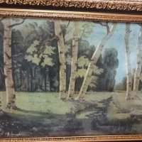 Стара руска маслена картина Брезова гора от 1950 г, масло на платно, живопис, снимка 5 - Картини - 35851522