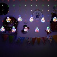 Коледна светеща завеса крушки с Дядо Коледа 3м., снимка 4 - Декорация за дома - 42279866