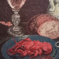 "Натюрморт с рак" вилеров гоблен 45х35 , снимка 5 - Антикварни и старинни предмети - 40337603