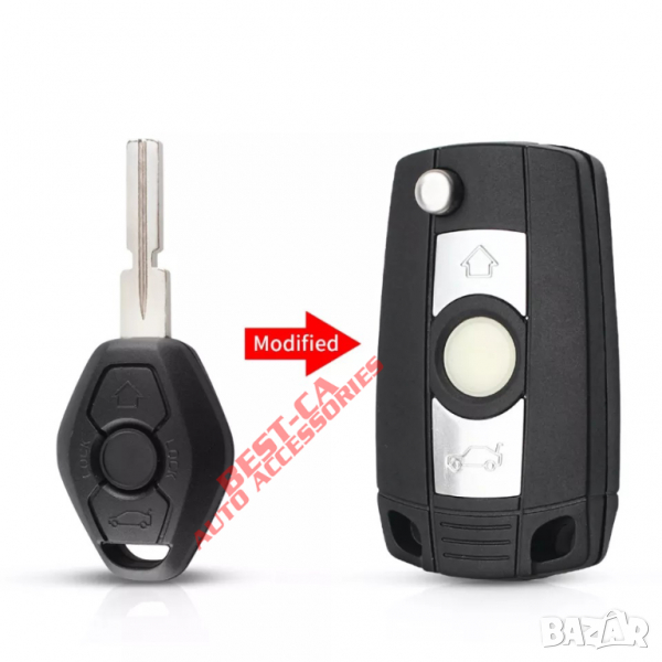 Модифицирана кутийка за ключ BMW E36 E38 E39 E46 E53 E60 E61 E81 E83 E85 3 бутона, снимка 1