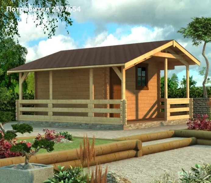 Сглобяеми дървени преместваеми къщи масив 26м2 - дървени бунгала масив, снимка 1