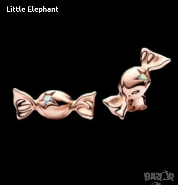 Сребърни обеци Пандора,колекция"Summer vibes-Taste of candy"/,Rose Gold/нови, снимка 1