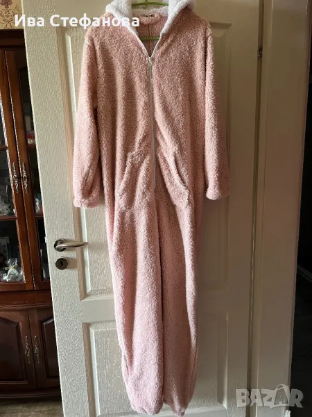 Домашен  ромпър гащеризон бебешко розов полар, снимка 1