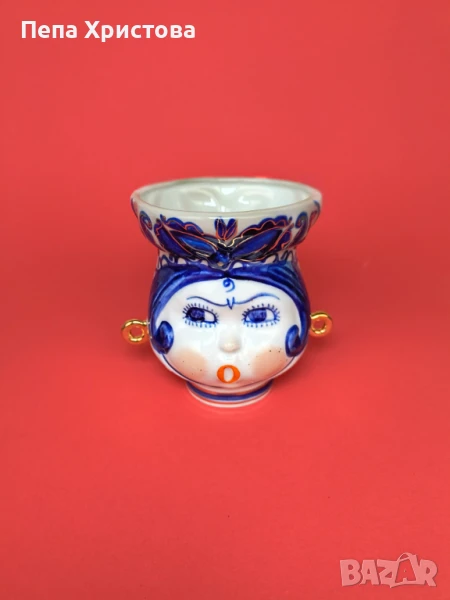 Чаша-ваза от съветски порцелан Одарка Коростен с две лица, снимка 1