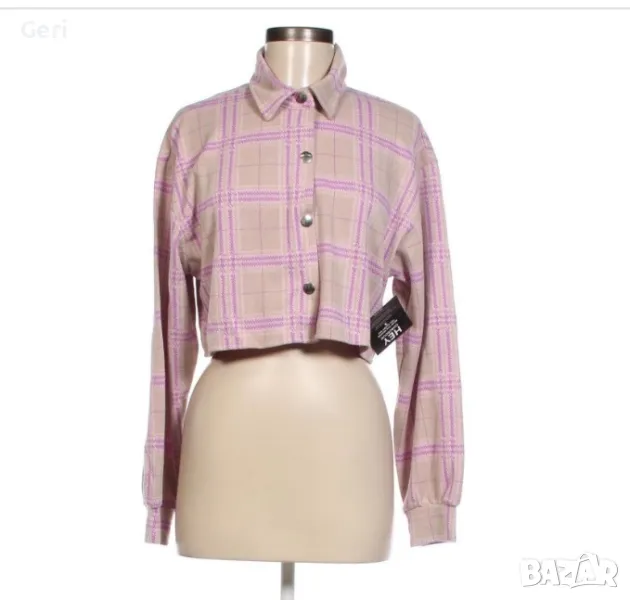 Карирана розова риза/сако S, снимка 1