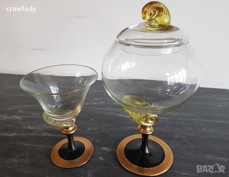 Дизайнерско и авторско Elime ръчно стъкло Мурано Чаша и Купа, снимка 1