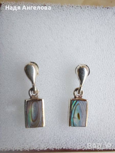 Сребърни обеци с цветен седеф - 30 лв., снимка 1