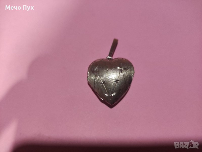 Сребърен медальон сърце за две снимки, снимка 1