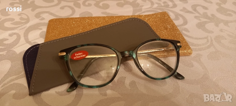 Нови немски очила за четене +1,5 +2,0 и +3,0 диоптъра, шарнир, кожен калъф, снимка 1