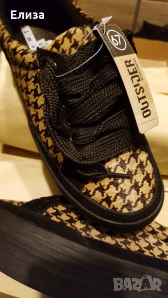 сникърски на платфома от естествена кожа/велур пепит Sixty Seven outsider, снимка 1