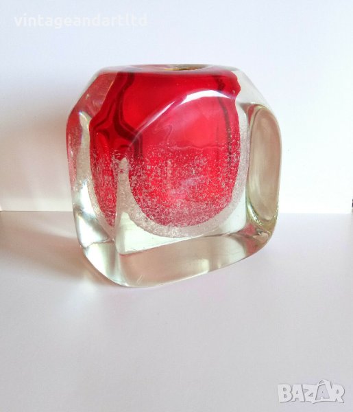 Стара колекционерска ваза, арт декор духано стъкло, снимка 1