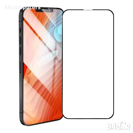 Стъклен протектор за дисплей MBX 9D Full Glue Flat, За iPhone 14 (6.1), Черен, снимка 1