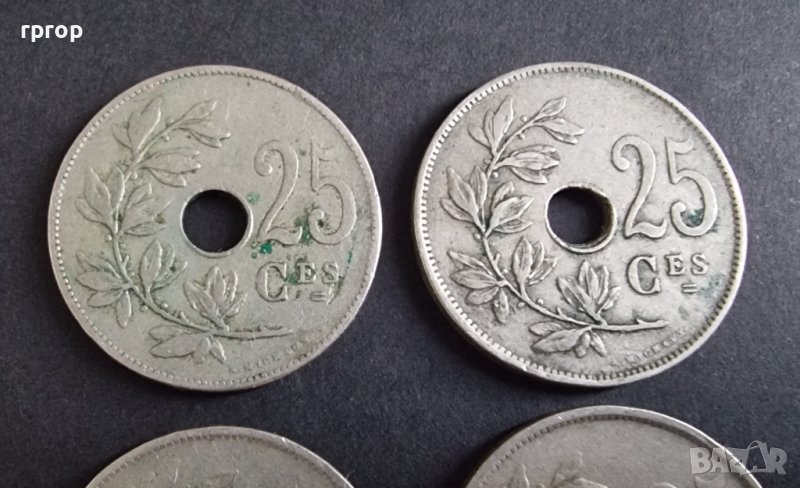 Монети . Белгия. 25 цента. От 1920 до 1923 година включително. в ...