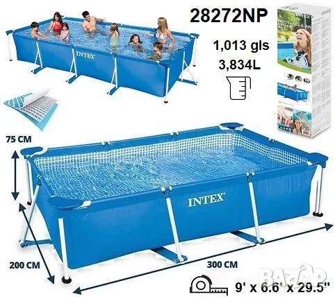 INTEX | 28272 Правоъгълен открит плувен басейн с метална конструкция, снимка 1