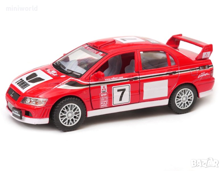 Mitsubishi Lancer Evolution VII WRC - мащаб 1:36 на KinSmart моделът е нов в кутия, снимка 1