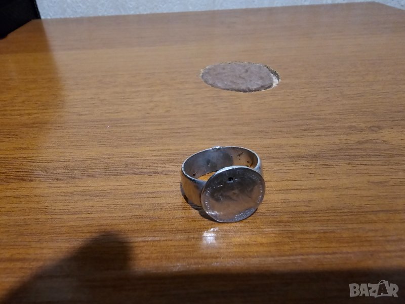 Старинен сребърен  пръстен с монета  1900г половин суверен  Кралица Виктория Мелбърн сребро, снимка 1