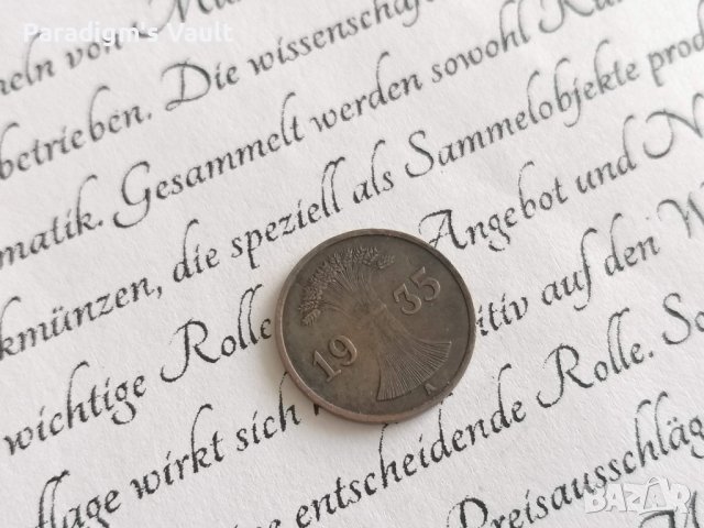 Райх монета - Германия - 1 пфениг | 1935г.; серия A, снимка 2 - Нумизматика и бонистика - 41568058