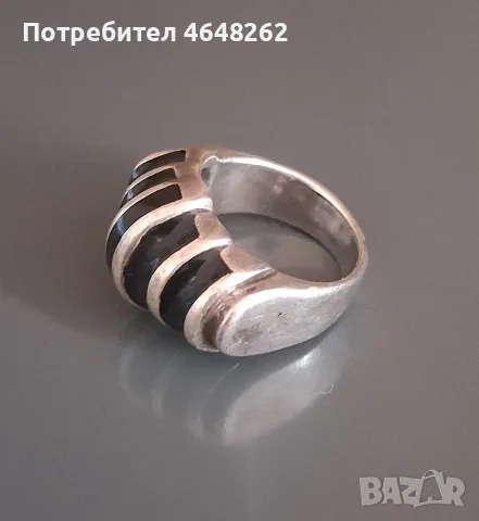 Сребърен пръстен 925 с черен оникс, снимка 2 - Пръстени - 55143128