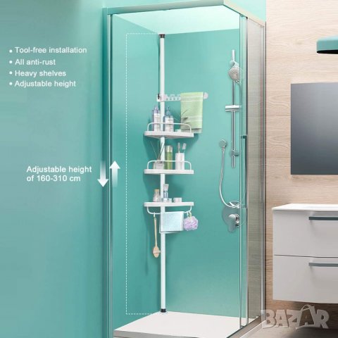 KINLO Телескопичен душ рафт Телескопичен ъглов рафт от неръждаема стомана, снимка 3 - Други стоки за дома - 39960268